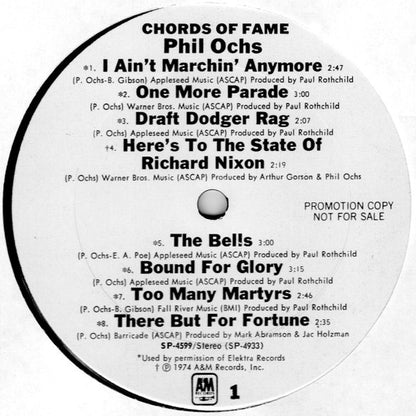 Phil Ochs : Chords Of Fame (2xLP, Album, Comp, Promo)