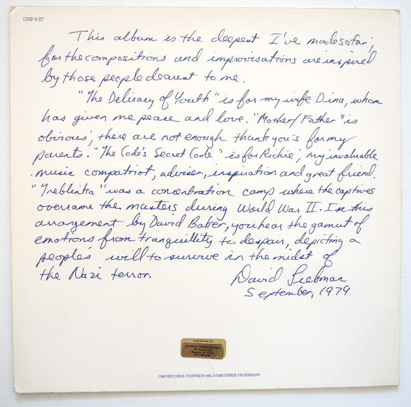 David Liebman : Dedications (LP, Album)