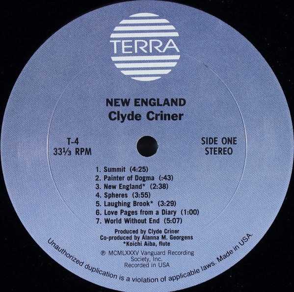 Clyde Criner : New England (LP, Album)
