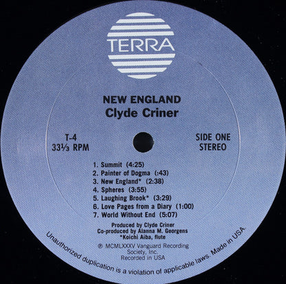 Clyde Criner : New England (LP, Album)