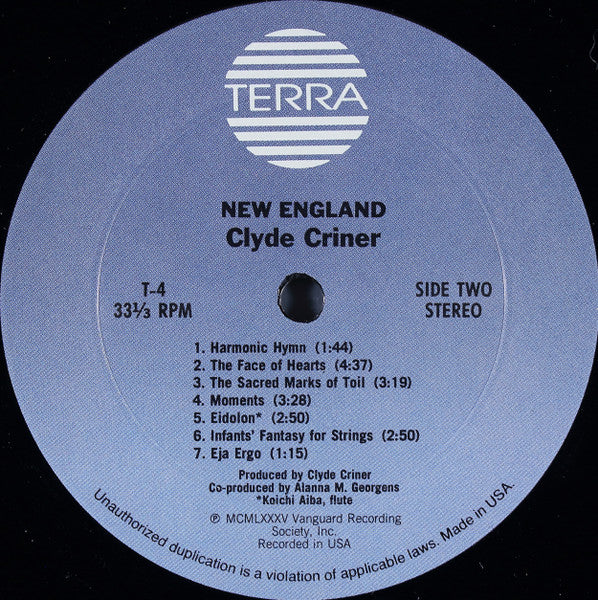Clyde Criner : New England (LP, Album)