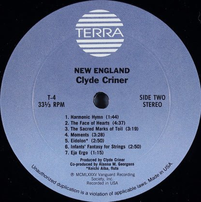 Clyde Criner : New England (LP, Album)