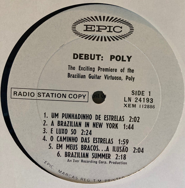Poly (7) : Debut:Poly The Exciting Premiere Of The Brazilian Guitar Virtuoso, Poly (LP, Album, Mono, Promo)
