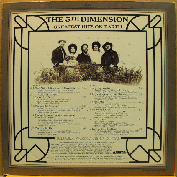 The Fifth Dimension : Greatest Hits On Earth (LP, Comp, RE)