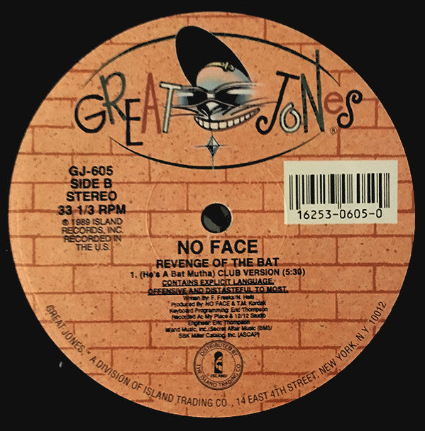 No Face (5) : Revenge Of The Bat (He's A Bat Mutha) (12")