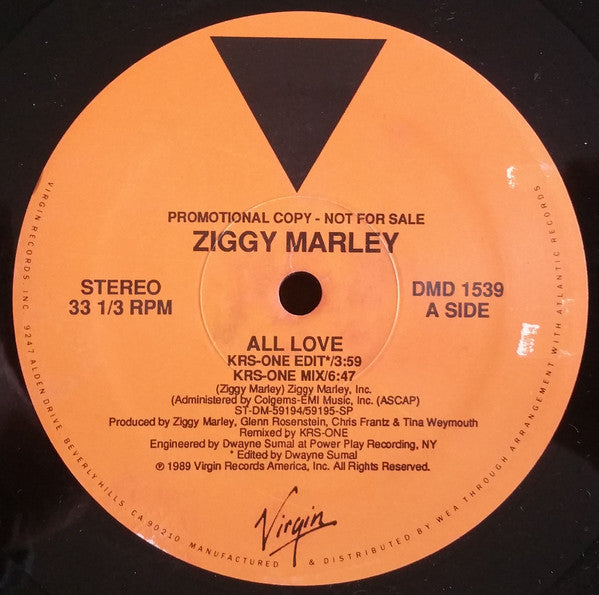 Ziggy Marley : All Love (KRS-One Edit) (12", Promo)