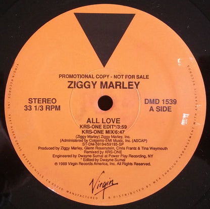 Ziggy Marley : All Love (KRS-One Edit) (12", Promo)