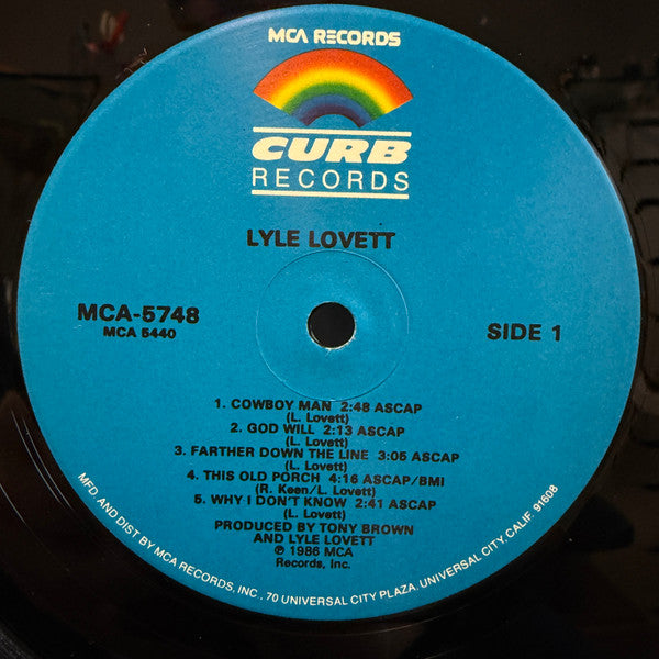 Lyle Lovett : Lyle Lovett (LP, Album, Glo)