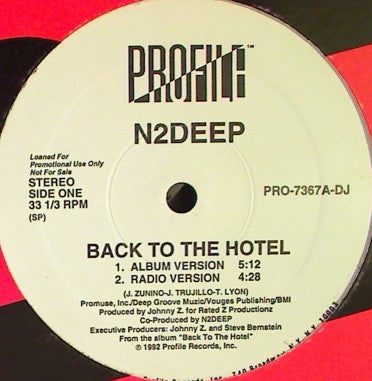 N2DEEP : Back To The Hotel (12", Promo)