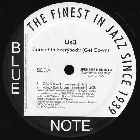 Us3 : Come On Everybody (Get Down) (12", Promo)