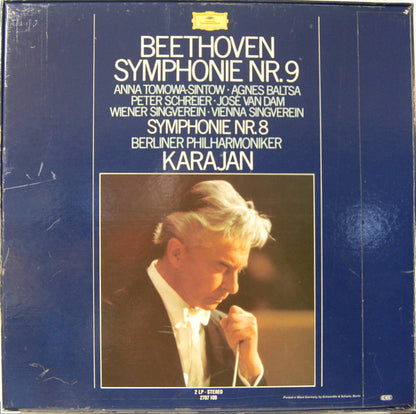 Ludwig van Beethoven - Herbert von Karajan, Anna Tomowa-Sintow, Agnes Baltsa, Peter Schreier, José van Dam, Wiener Singverein, Berliner Philharmoniker : Symphonie Nr. 9 - Symphonie Nr. 8 (2xLP + Box)