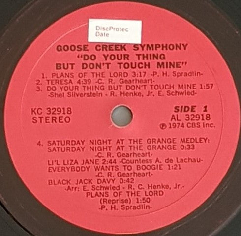Goose Creek Symphony : "Do Your Thing But Don't Touch Mine" (LP, Album)