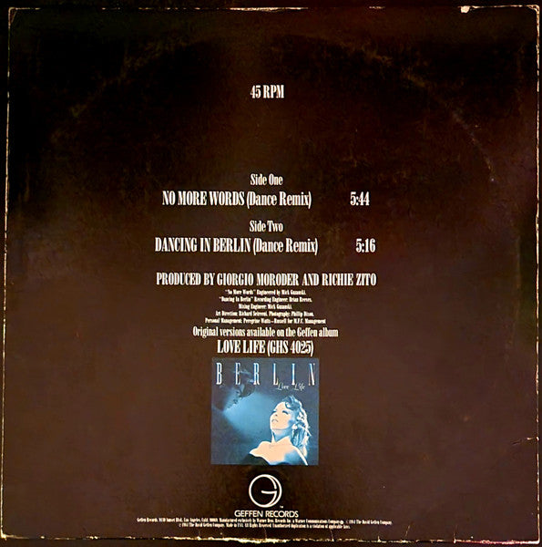Berlin : No More Words / Dancing In Berlin (12", Maxi, All)