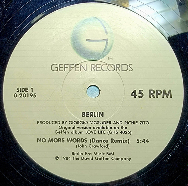 Berlin : No More Words / Dancing In Berlin (12", Maxi, All)