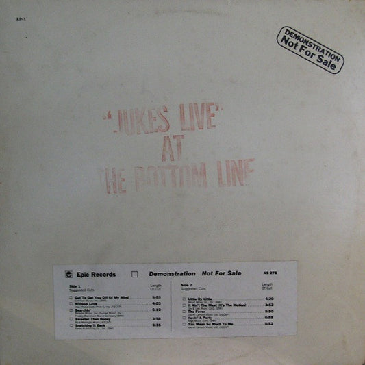 Southside Johnny & The Asbury Jukes : Jukes Live At The Bottom Line (LP, Album, Promo)