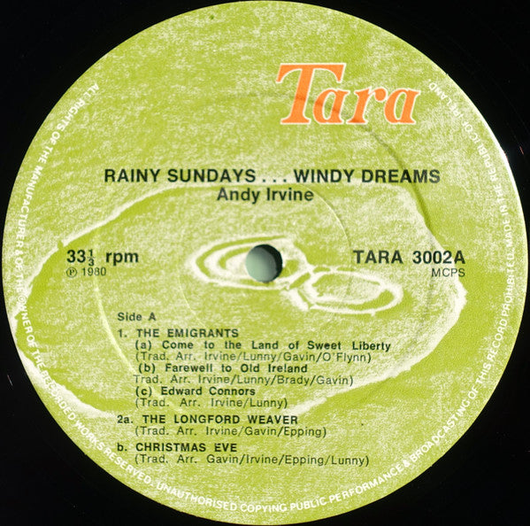 Andy Irvine : Rainy Sundays...Windy Dreams (LP, Album)