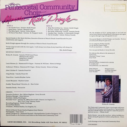 The Pentecostal Community Choir And Keith Pringle (2) : No Greater Love (LP, Album)