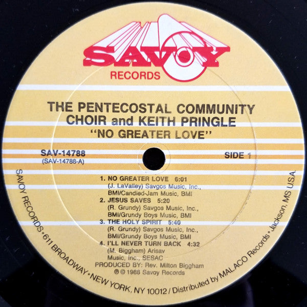 The Pentecostal Community Choir And Keith Pringle (2) : No Greater Love (LP, Album)