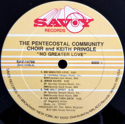 The Pentecostal Community Choir And Keith Pringle (2) : No Greater Love (LP, Album)