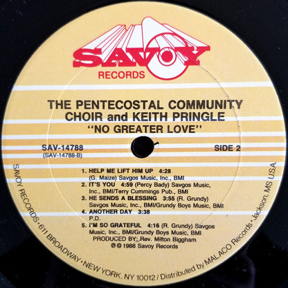 The Pentecostal Community Choir And Keith Pringle (2) : No Greater Love (LP, Album)
