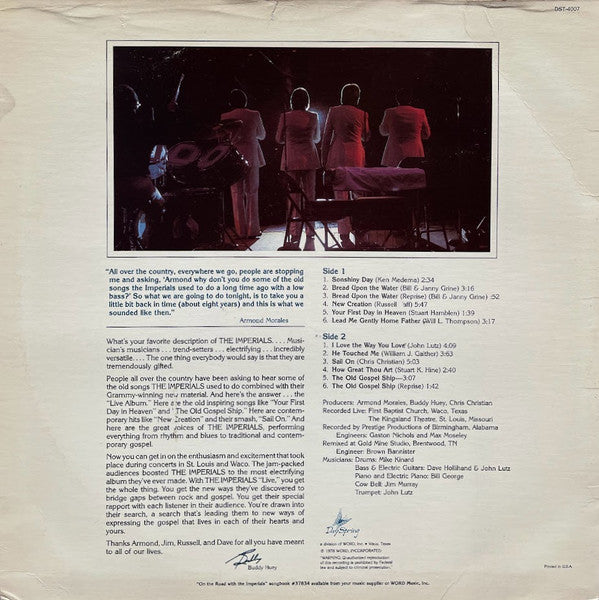 Imperials : Imperials Live (LP)