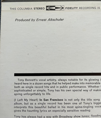Tony Bennett : I Left My Heart In San Francisco (LP, Album, Pit)