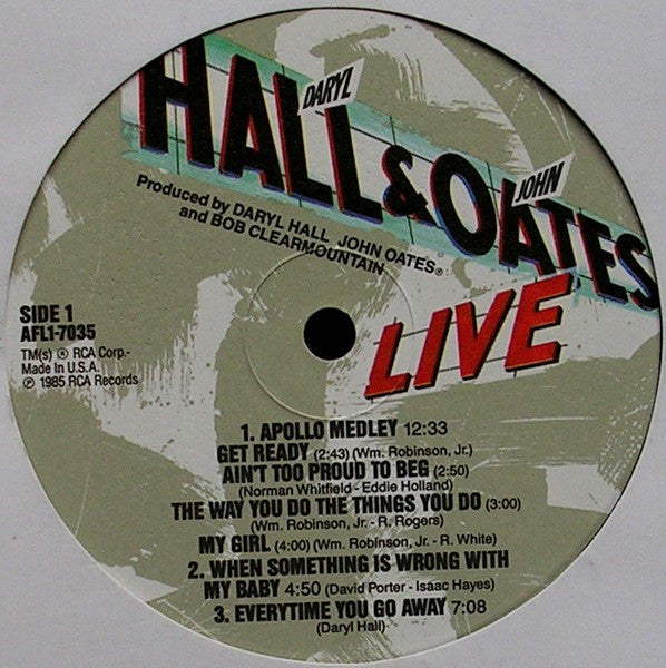 Daryl Hall & John Oates With David Ruffin & Eddie Kendricks : Live At The Apollo (LP, Album, Ind)