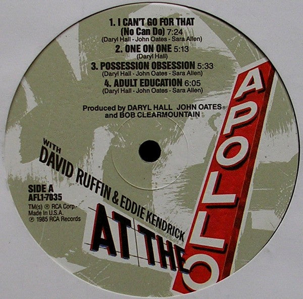Daryl Hall & John Oates With David Ruffin & Eddie Kendricks : Live At The Apollo (LP, Album, Ind)