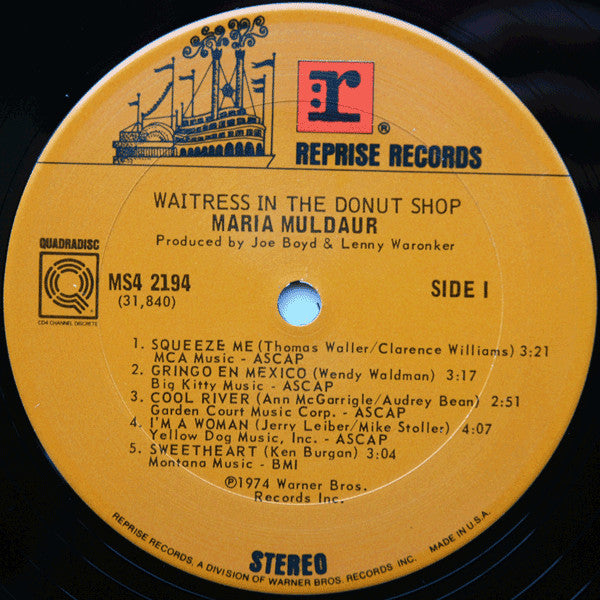Maria Muldaur : Waitress In The Donut Shop (LP, Album, Quad)