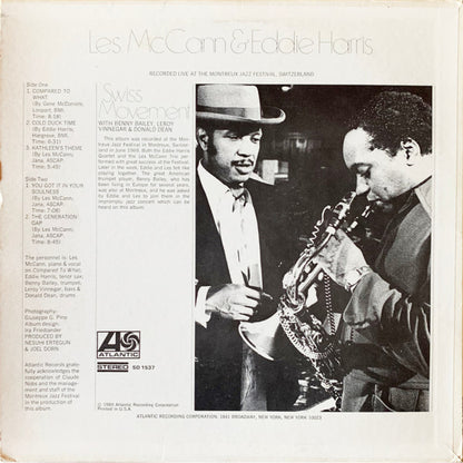 Les McCann & Eddie Harris : Swiss Movement (LP, Album, RP, MO )