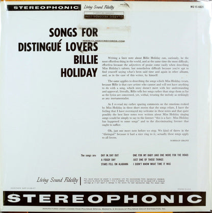 Billie Holiday : Songs For Distingué Lovers (LP, Album, RE, 200)