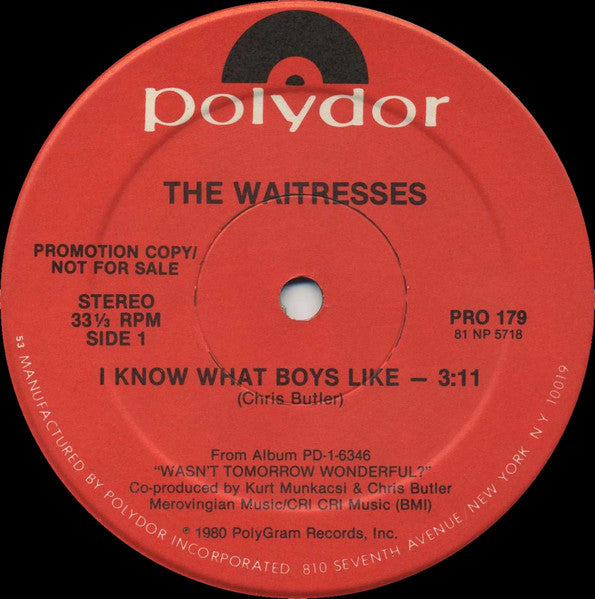 The Waitresses : I Know What Boys Like / No Guilt (12", Promo)