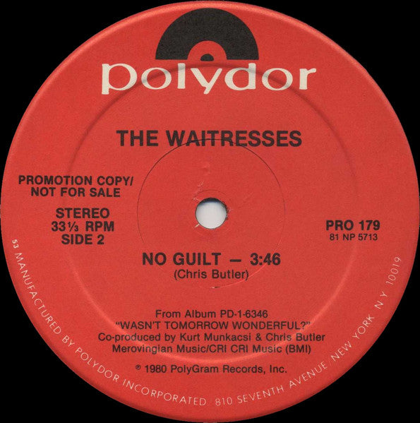 The Waitresses : I Know What Boys Like / No Guilt (12", Promo)