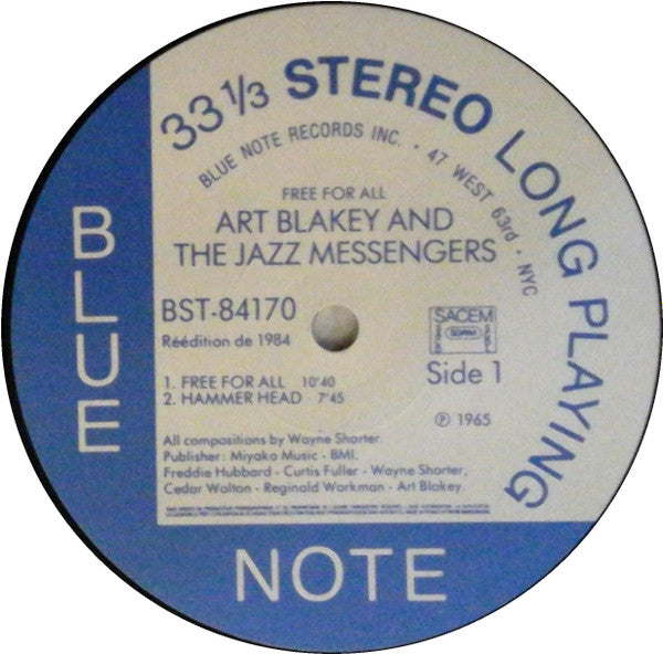 Art Blakey & The Jazz Messengers : Free For All (LP, Album, RE)