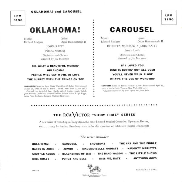 John Raitt : Oklahoma! & Carousel (10")
