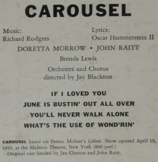 John Raitt : Oklahoma! & Carousel (10")