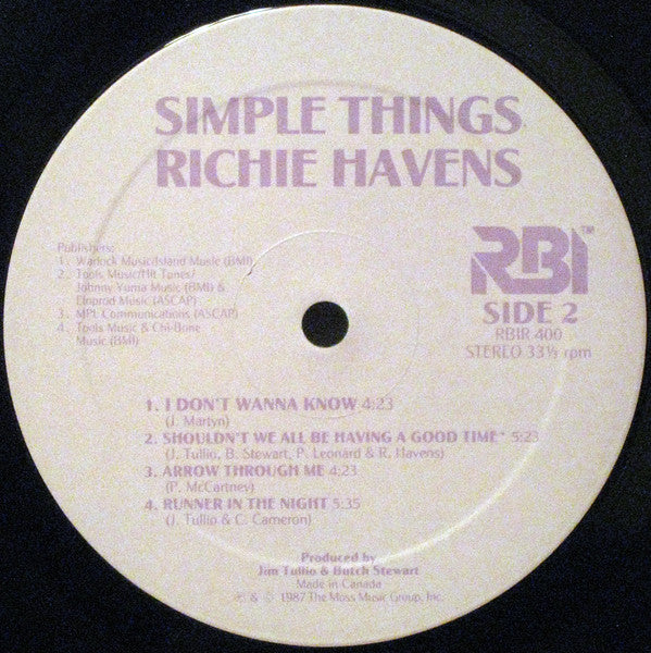 Richie Havens : Simple Things (LP, Album)