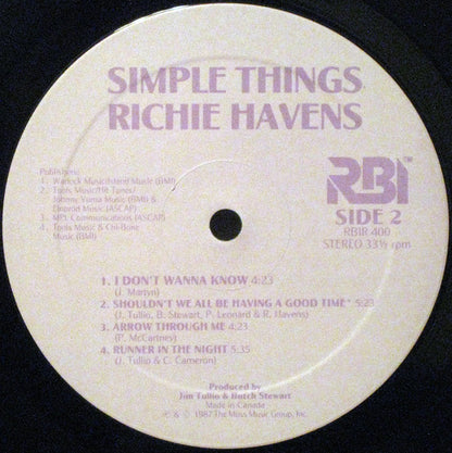 Richie Havens : Simple Things (LP, Album)