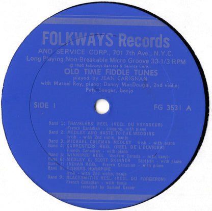 Jean Carignan : Old Time Fiddle Tunes Played By Jean Carignan  (LP, Album)