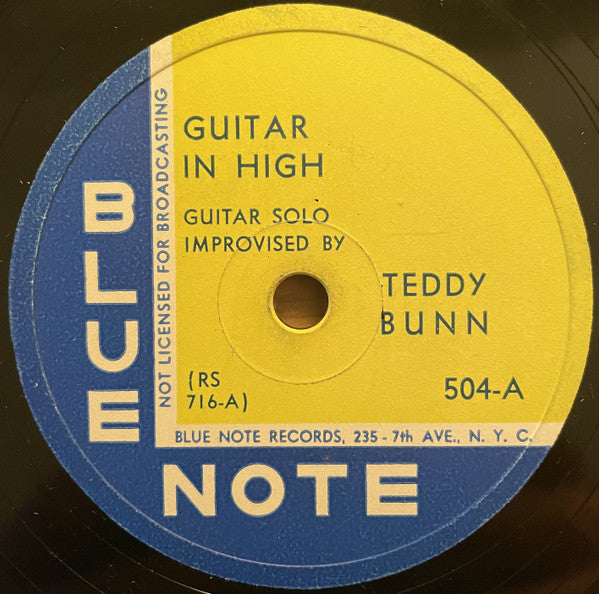 Teddy Bunn : Guitar In High / Blues Without Words (Shellac, 10", 235)