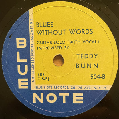 Teddy Bunn : Guitar In High / Blues Without Words (Shellac, 10", 235)