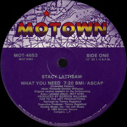 Stacy Lattisaw : What You Need (Extended Version) (12", Single)