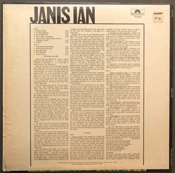 Janis Ian : Janis Ian (LP, Album, RE, All)