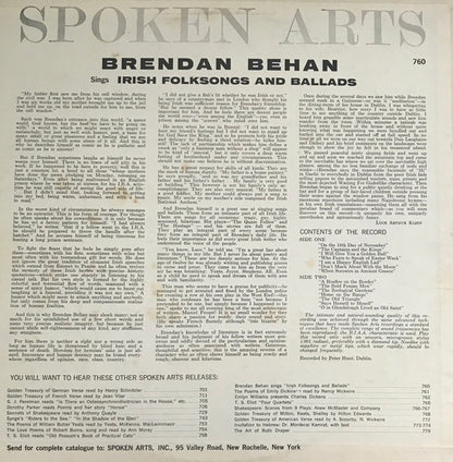 Brendan Behan : Irish Folksongs And Ballads (LP, Album, Mono)