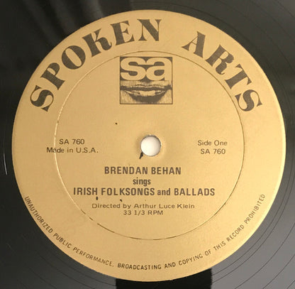 Brendan Behan : Irish Folksongs And Ballads (LP, Album, Mono)