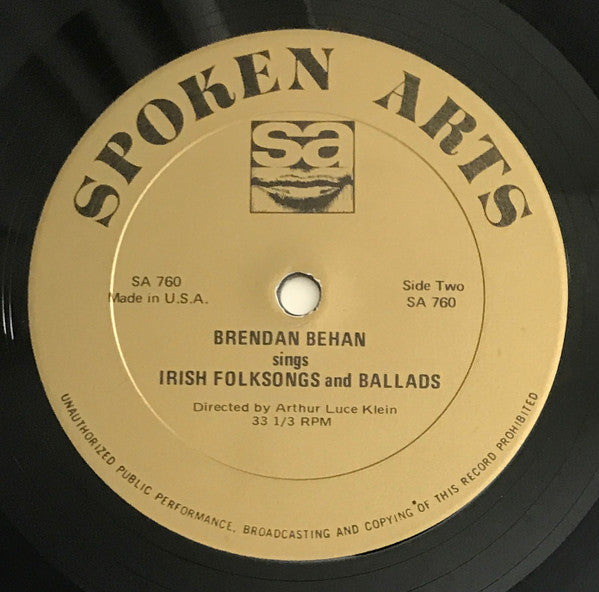 Brendan Behan : Irish Folksongs And Ballads (LP, Album, Mono)