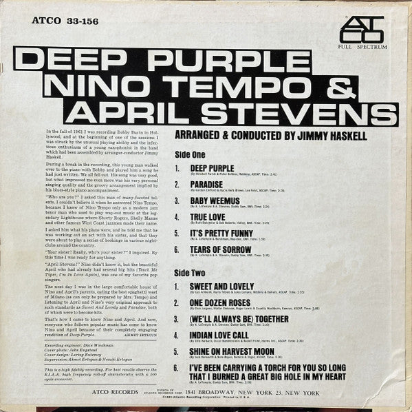 Nino Tempo & April Stevens : Deep Purple (LP, Album, Mono, MGM)
