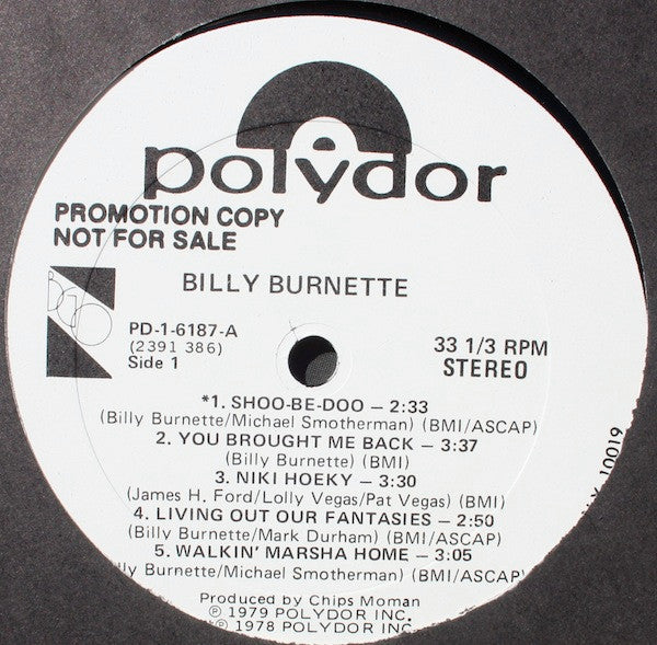 Billy Burnette : Billy Burnette (LP, Album, Promo)
