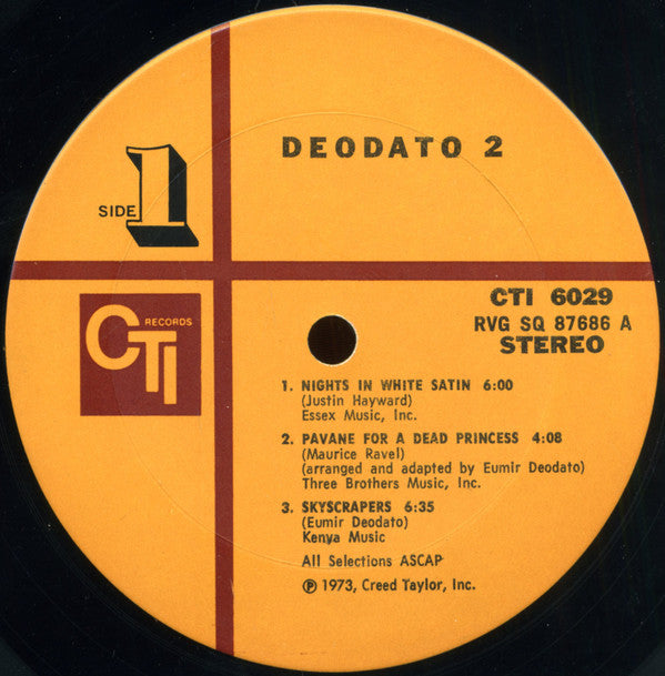 Eumir Deodato : Deodato 2 (LP, Album, Sid)