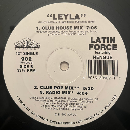Latin Force Featuring Nengue : Leyla (12", Single, Whi)